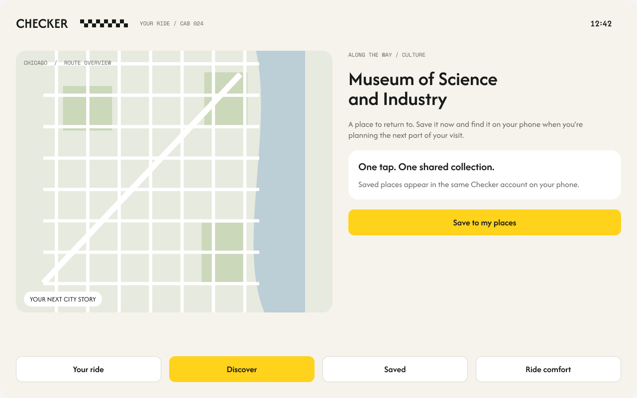 Passenger display — save a discovery for later